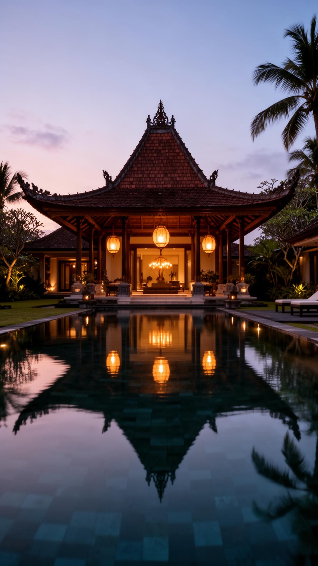 Kolam renang di kala senja